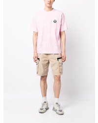 rosa bedrucktes T-Shirt mit einem Rundhalsausschnitt von AAPE BY A BATHING APE