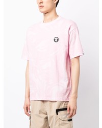 rosa bedrucktes T-Shirt mit einem Rundhalsausschnitt von AAPE BY A BATHING APE