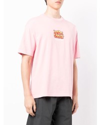 rosa bedrucktes T-Shirt mit einem Rundhalsausschnitt von AAPE BY A BATHING APE