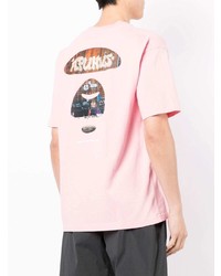 rosa bedrucktes T-Shirt mit einem Rundhalsausschnitt von AAPE BY A BATHING APE