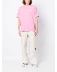 rosa bedrucktes T-Shirt mit einem Rundhalsausschnitt von AAPE BY A BATHING APE