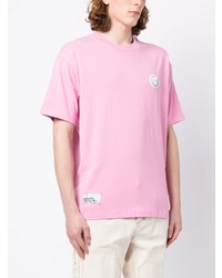 rosa bedrucktes T-Shirt mit einem Rundhalsausschnitt von AAPE BY A BATHING APE