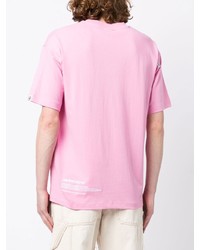 rosa bedrucktes T-Shirt mit einem Rundhalsausschnitt von AAPE BY A BATHING APE