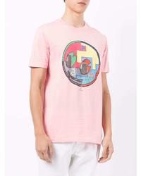 rosa bedrucktes T-Shirt mit einem Rundhalsausschnitt von PS Paul Smith