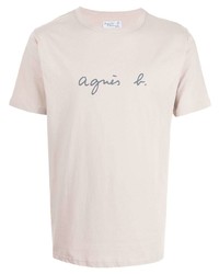 rosa bedrucktes T-Shirt mit einem Rundhalsausschnitt von agnès b.