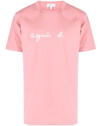 rosa bedrucktes T-Shirt mit einem Rundhalsausschnitt von agnès b.