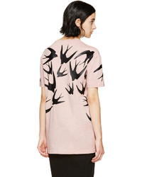 rosa bedrucktes T-Shirt mit einem Rundhalsausschnitt von MCQ