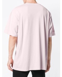 rosa bedrucktes T-Shirt mit einem Rundhalsausschnitt von Heron Preston