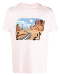 rosa bedrucktes T-Shirt mit einem Rundhalsausschnitt von Altea