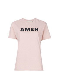rosa bedrucktes T-Shirt mit einem Rundhalsausschnitt von Amen