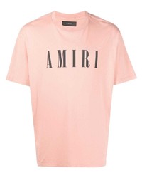 rosa bedrucktes T-Shirt mit einem Rundhalsausschnitt von Amiri