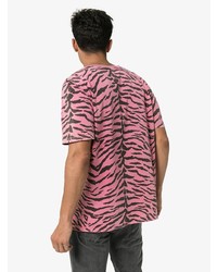 rosa bedrucktes T-Shirt mit einem Rundhalsausschnitt von Saint Laurent