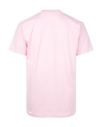 rosa bedrucktes T-Shirt mit einem Rundhalsausschnitt von Supreme