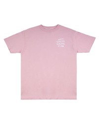 rosa bedrucktes T-Shirt mit einem Rundhalsausschnitt von Anti Social Social Club