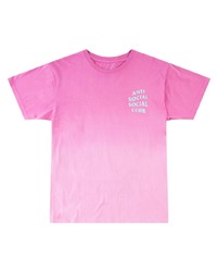 rosa bedrucktes T-Shirt mit einem Rundhalsausschnitt von Anti Social Social Club