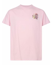 rosa bedrucktes T-Shirt mit einem Rundhalsausschnitt von Anti Social Social Club