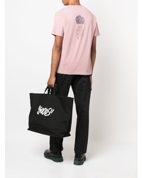 rosa bedrucktes T-Shirt mit einem Rundhalsausschnitt von Stone Island