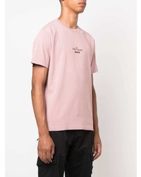 rosa bedrucktes T-Shirt mit einem Rundhalsausschnitt von Stone Island