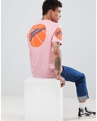 rosa bedrucktes T-Shirt mit einem Rundhalsausschnitt von ASOS DESIGN