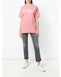 rosa bedrucktes T-Shirt mit einem Rundhalsausschnitt von Gcds