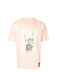 rosa bedrucktes T-Shirt mit einem Rundhalsausschnitt von Bally