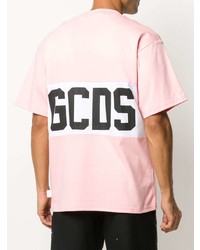 rosa bedrucktes T-Shirt mit einem Rundhalsausschnitt von Gcds