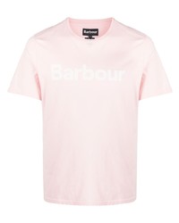 rosa bedrucktes T-Shirt mit einem Rundhalsausschnitt von Barbour