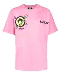 rosa bedrucktes T-Shirt mit einem Rundhalsausschnitt von BARROW