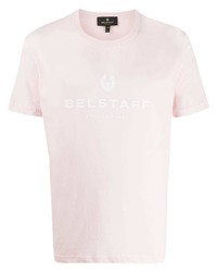 rosa bedrucktes T-Shirt mit einem Rundhalsausschnitt von Belstaff