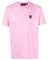 rosa bedrucktes T-Shirt mit einem Rundhalsausschnitt von Belstaff