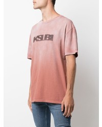 rosa bedrucktes T-Shirt mit einem Rundhalsausschnitt von Ksubi