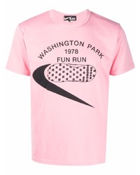 rosa bedrucktes T-Shirt mit einem Rundhalsausschnitt von Black Comme Des Garçons