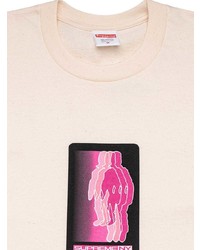 rosa bedrucktes T-Shirt mit einem Rundhalsausschnitt von Supreme