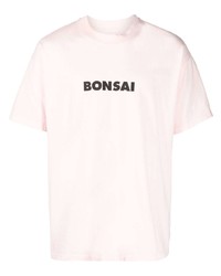 rosa bedrucktes T-Shirt mit einem Rundhalsausschnitt von Bonsai