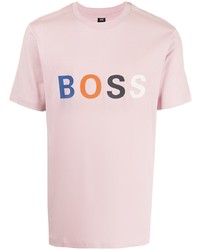 rosa bedrucktes T-Shirt mit einem Rundhalsausschnitt von BOSS