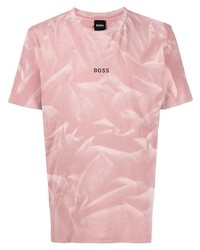 rosa bedrucktes T-Shirt mit einem Rundhalsausschnitt von BOSS