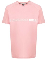 rosa bedrucktes T-Shirt mit einem Rundhalsausschnitt von BOSS