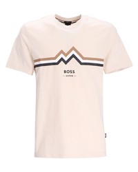 rosa bedrucktes T-Shirt mit einem Rundhalsausschnitt von BOSS