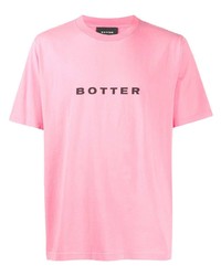 rosa bedrucktes T-Shirt mit einem Rundhalsausschnitt von Botter