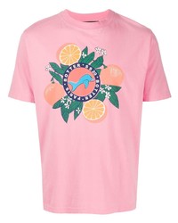 rosa bedrucktes T-Shirt mit einem Rundhalsausschnitt von Botter