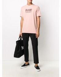 rosa bedrucktes T-Shirt mit einem Rundhalsausschnitt von Diesel