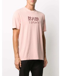 rosa bedrucktes T-Shirt mit einem Rundhalsausschnitt von Diesel