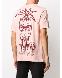 rosa bedrucktes T-Shirt mit einem Rundhalsausschnitt von Diesel