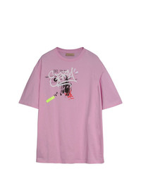 rosa bedrucktes T-Shirt mit einem Rundhalsausschnitt von Burberry