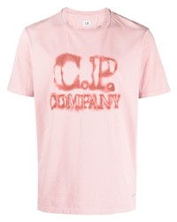 rosa bedrucktes T-Shirt mit einem Rundhalsausschnitt von C.P. Company