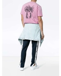 rosa bedrucktes T-Shirt mit einem Rundhalsausschnitt von Palm Angels