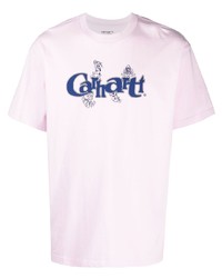rosa bedrucktes T-Shirt mit einem Rundhalsausschnitt von Carhartt WIP