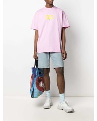 rosa bedrucktes T-Shirt mit einem Rundhalsausschnitt von MSGM