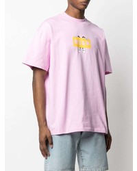 rosa bedrucktes T-Shirt mit einem Rundhalsausschnitt von MSGM