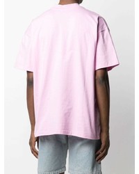 rosa bedrucktes T-Shirt mit einem Rundhalsausschnitt von MSGM